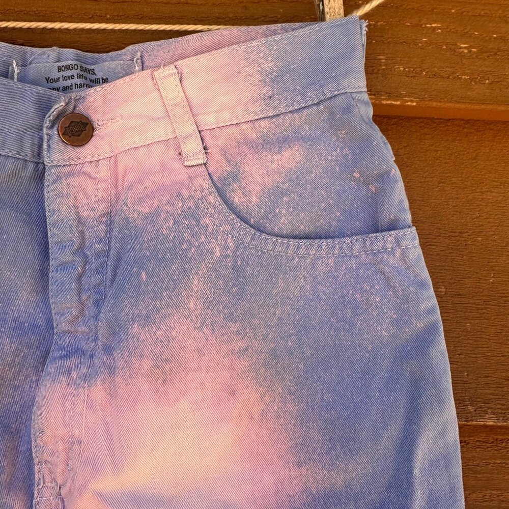 Vintage Bongo Custom High-Rise Straight Jeans With Ankle Zips Size 14 Blue & Pin - Picture 8 of 15